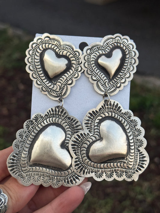 Leander Tahe Navajo heart Earrings