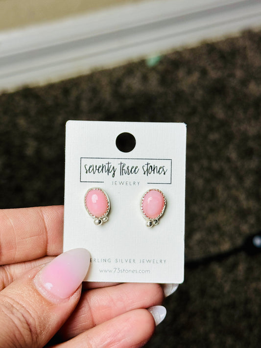 Sterling Silver Pink Conch studs 1