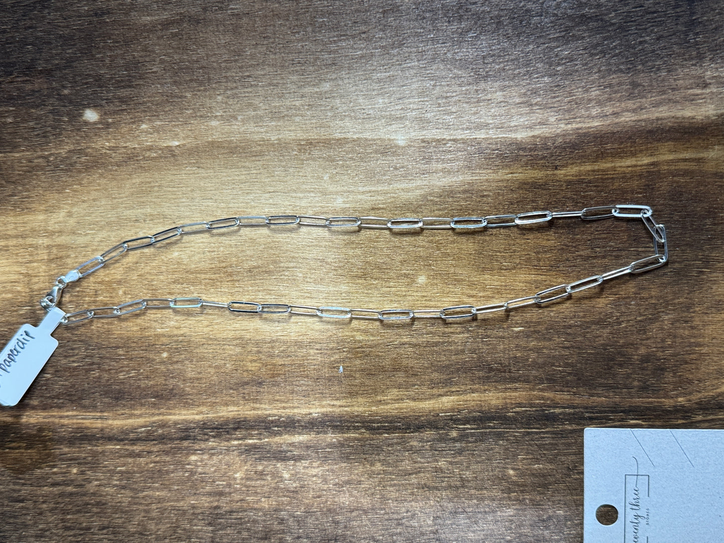 Paper Clip Chain Flat 100 Sterling Silver Necklace 16"