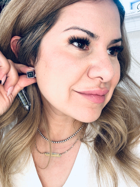 Black onyx Square Stud