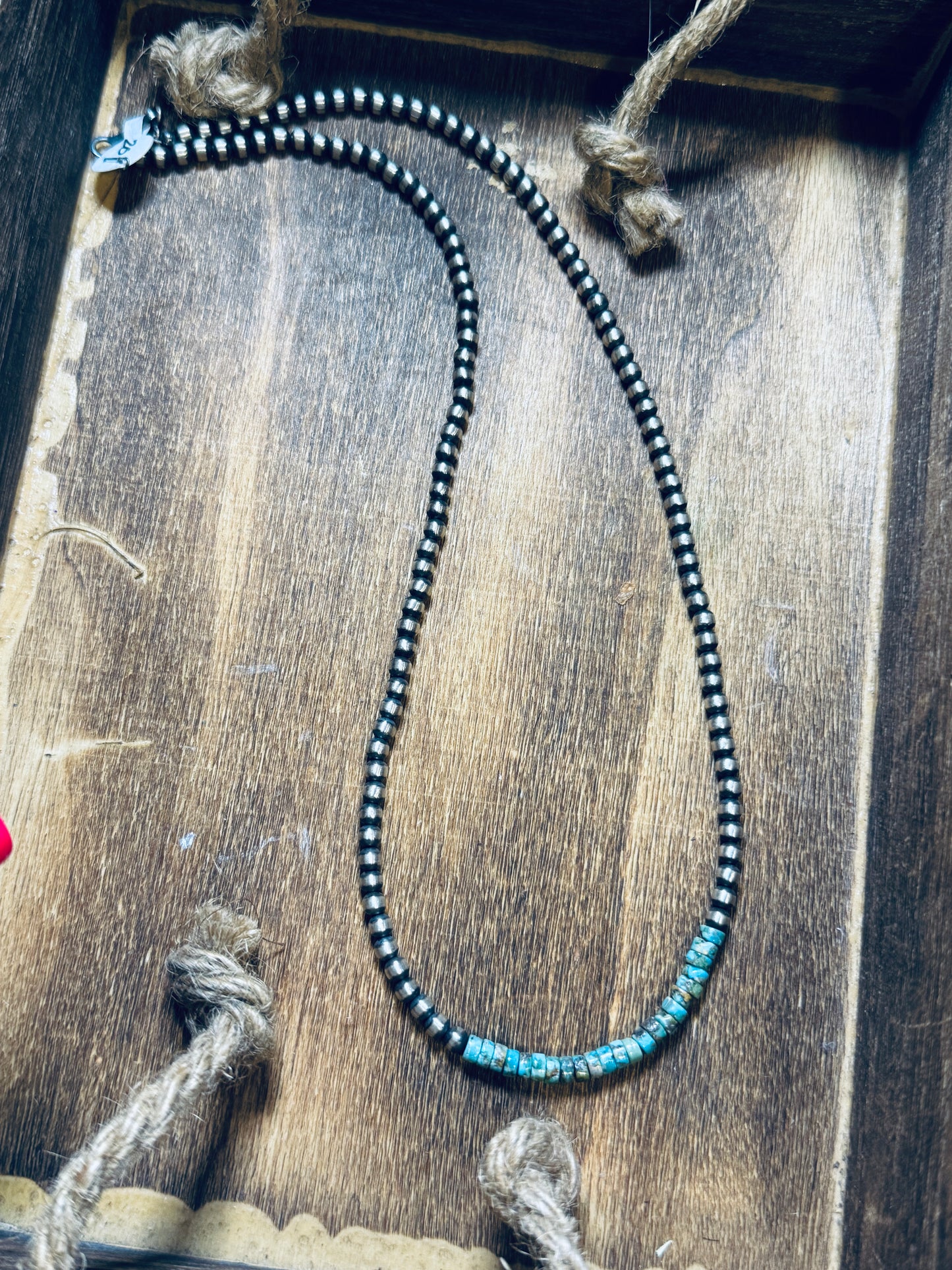 4mm Turquoise Block Necklace 20”