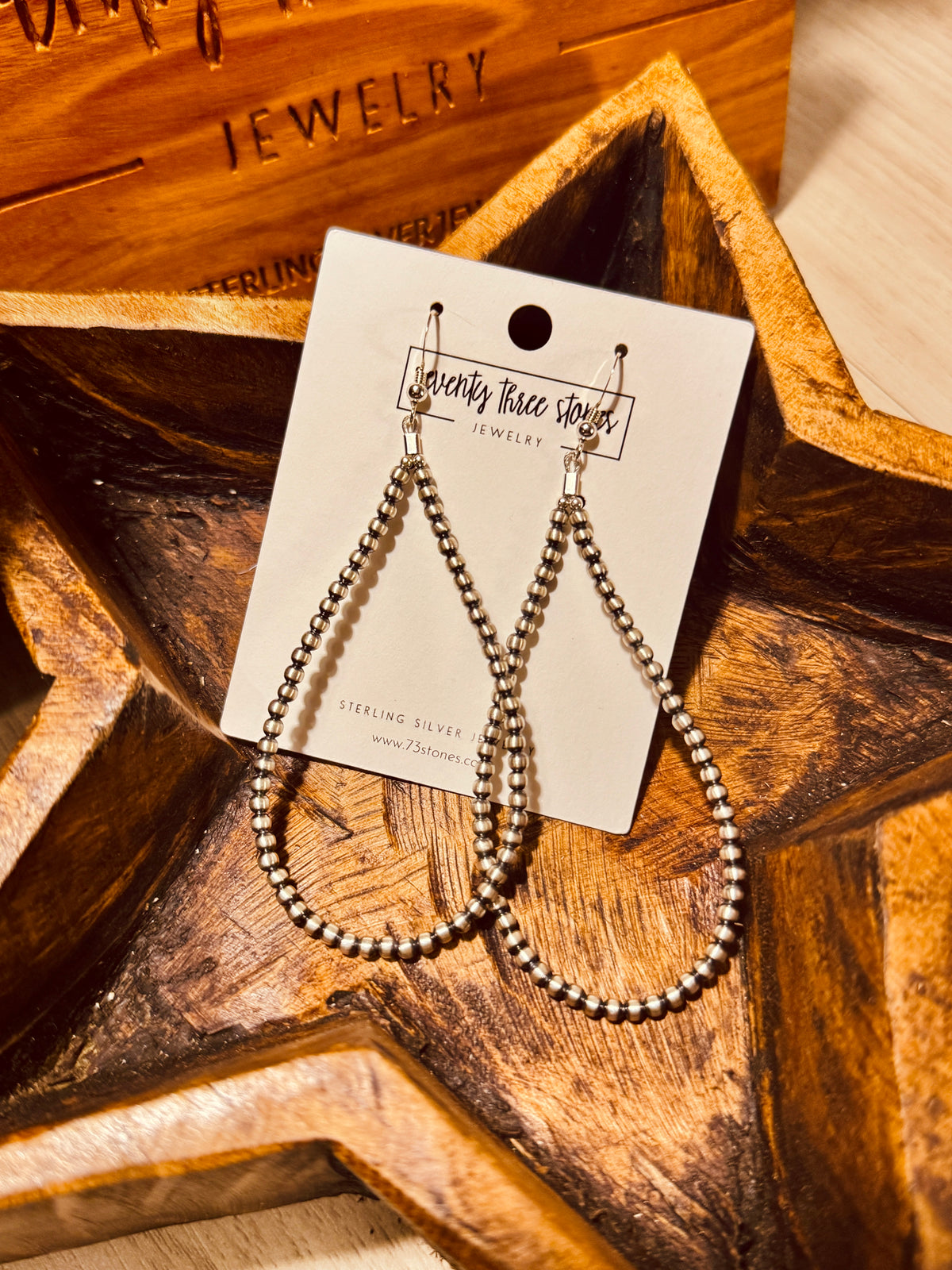 3mm Sterling Pearls Teardrop Earrings 3.5"