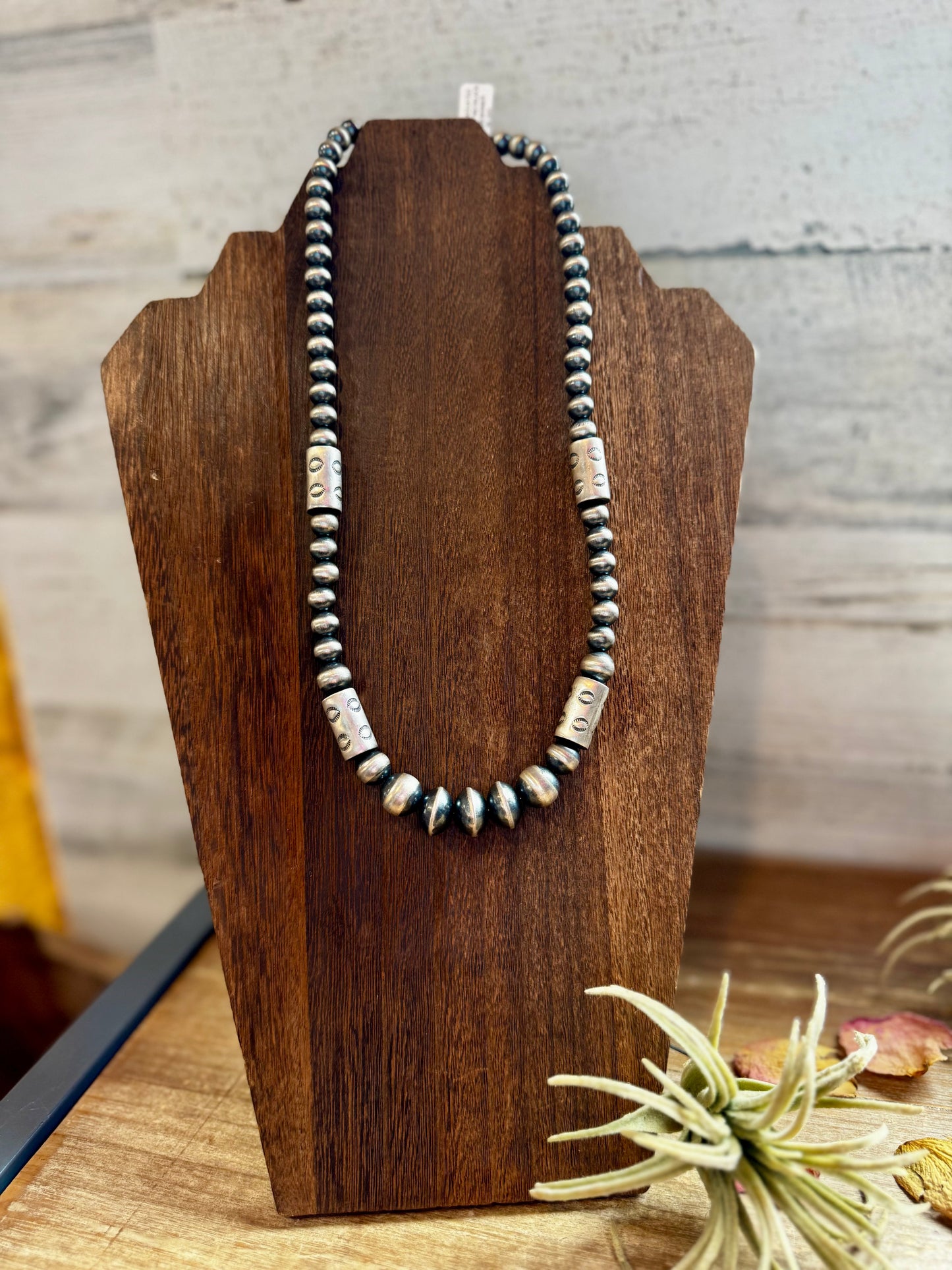 Sterling Silver Barrel Bead Necklace – 20” – Saucer & Barrel Beads