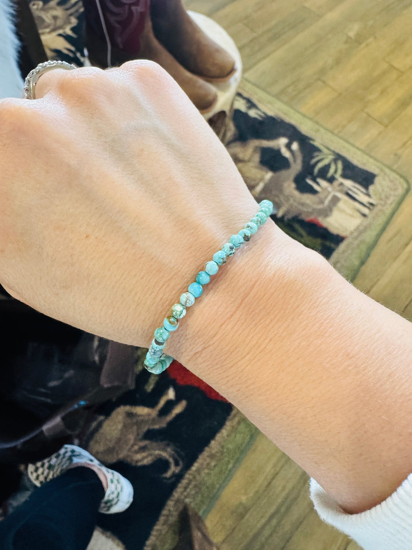 3-4mm turquoise stretch bracelet