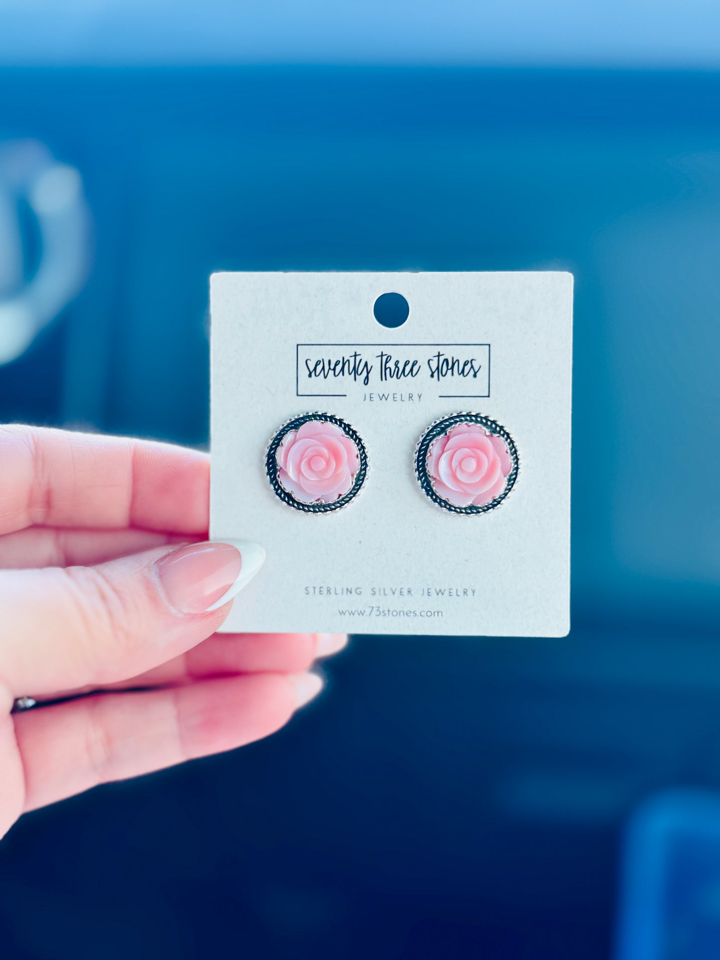 Pink Conch Rose studs 04