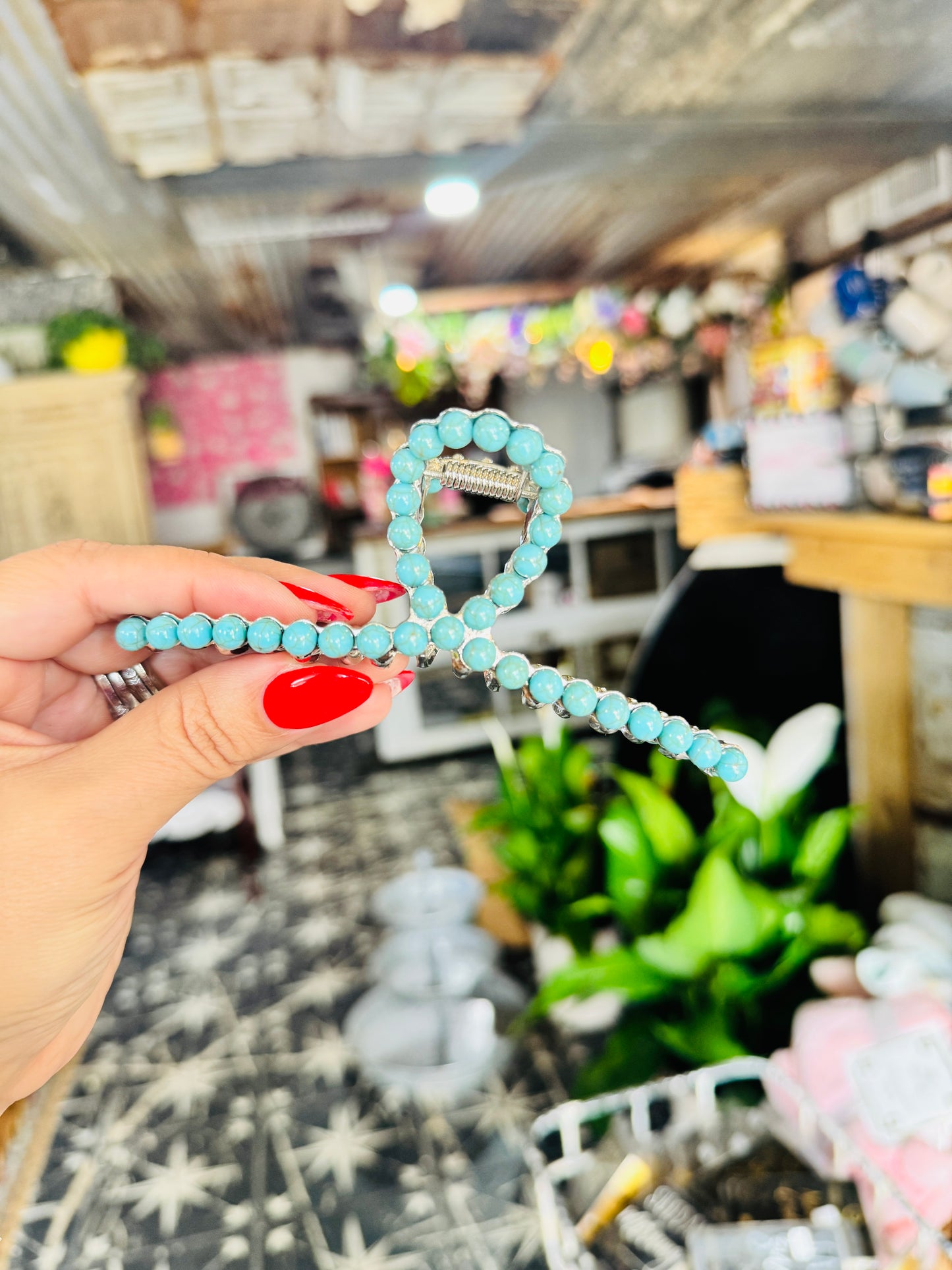 Faux Turquoise Hair Claw Clip