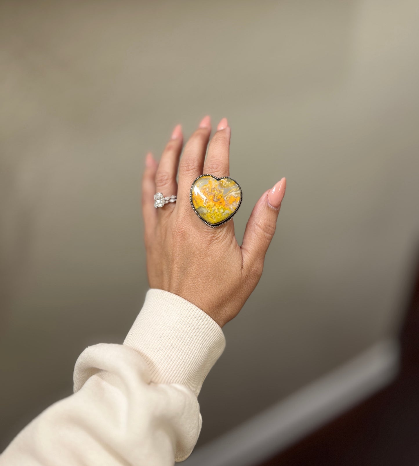 Lantana Ring Adjustable Heart Bumblebee