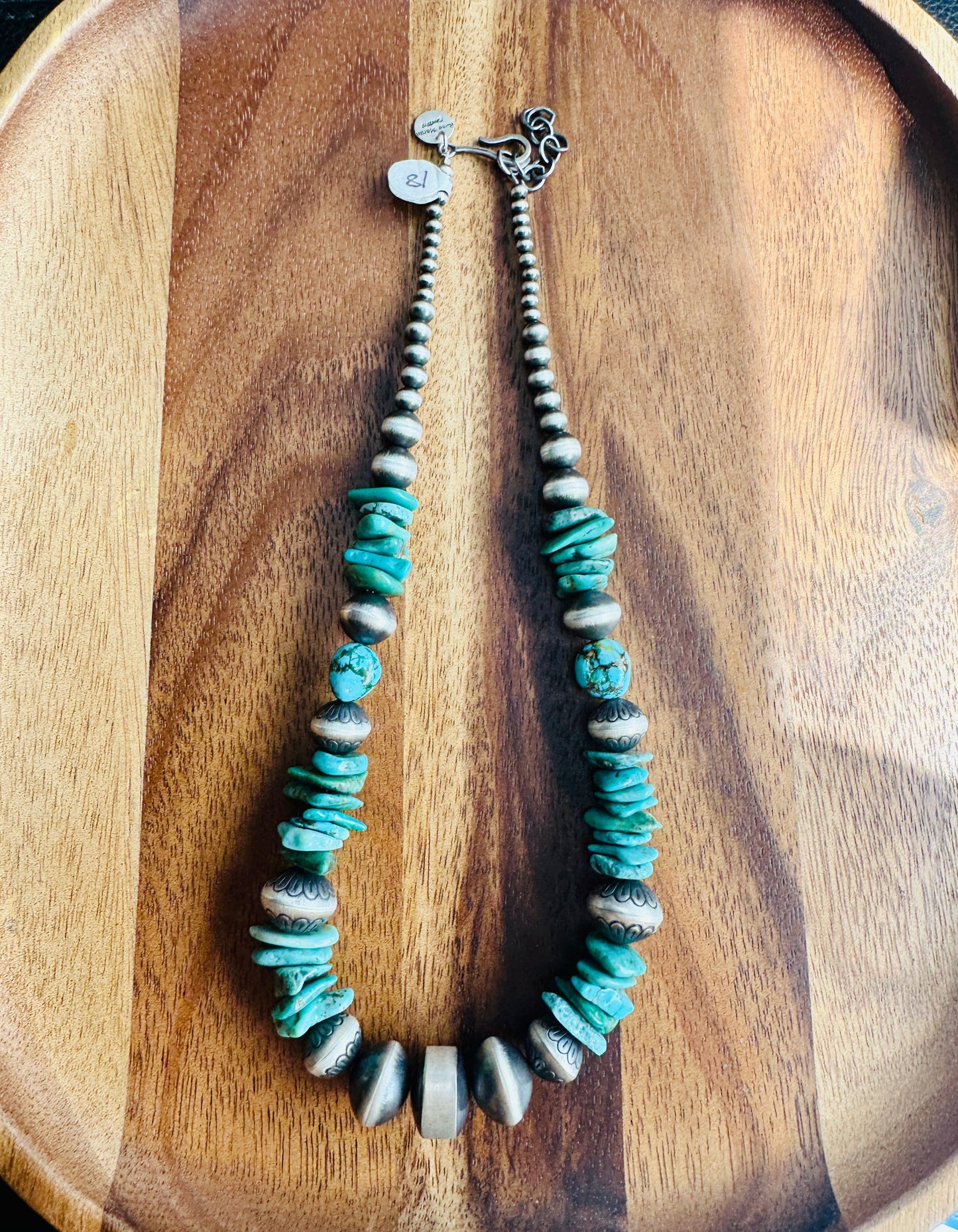 Handmade Navajo Handmade Navajo Pearls with Turquoise Rose Martin 18"