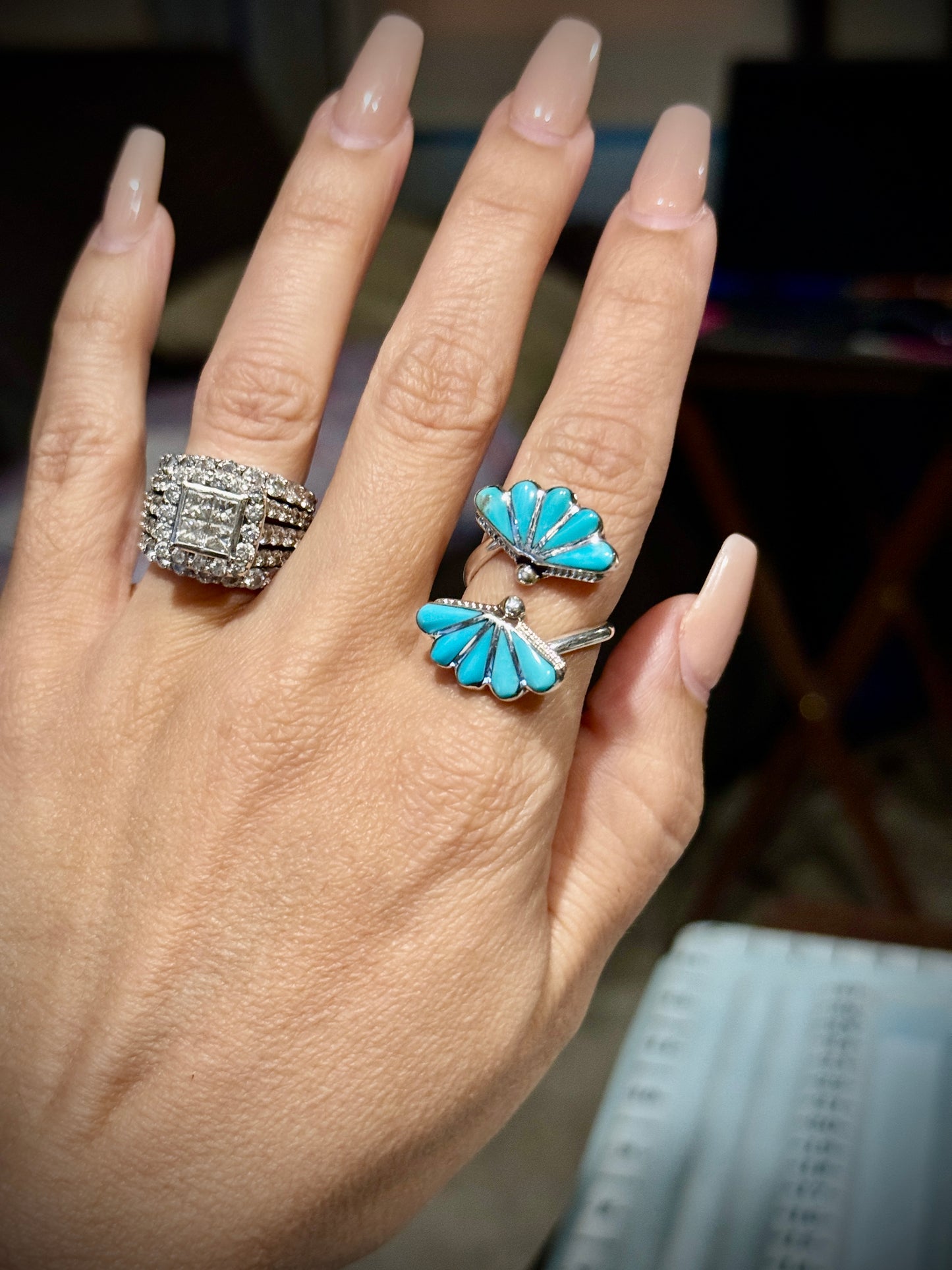 Zuni handmade Adjustable Turquoise Ring