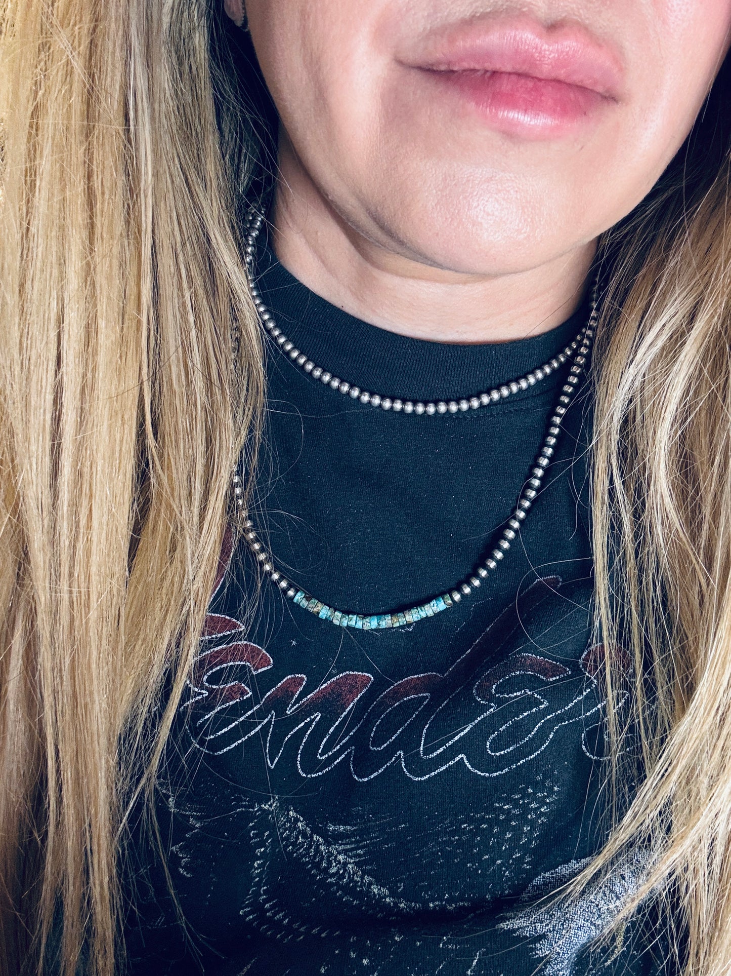 4mm Turquoise Block Necklace 20”