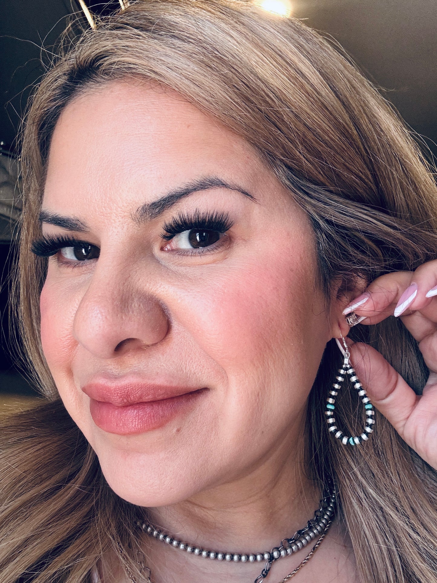 4mm teardrop 2” with 3 Turquoise Stones