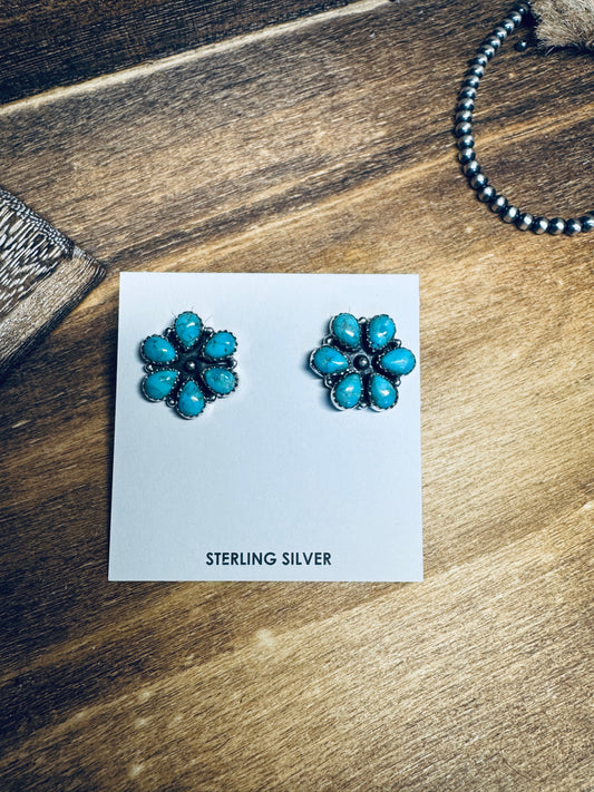 Turquoise cluster stud earrings