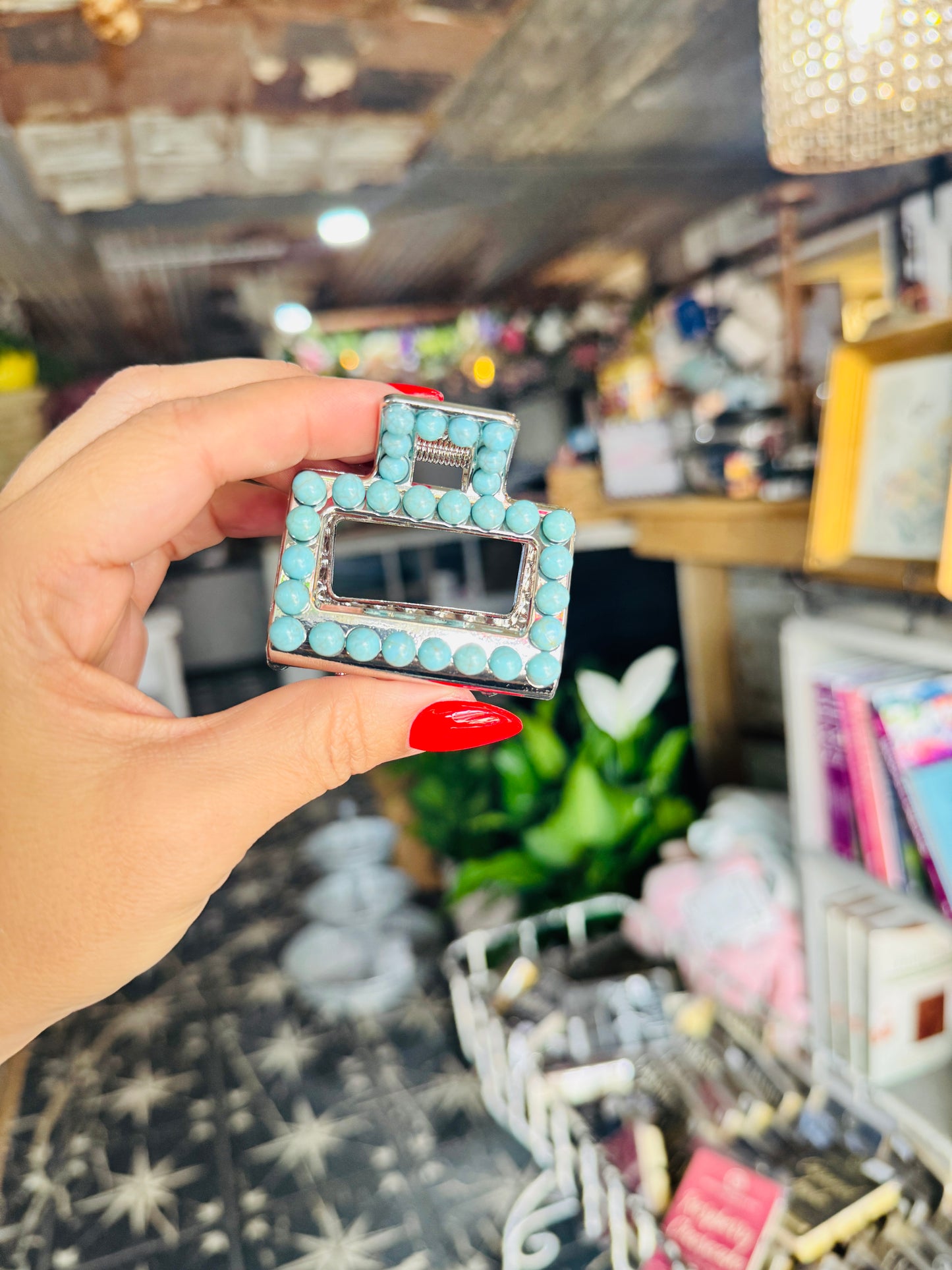 Mini Faux Turquoise Hair Claw Clip