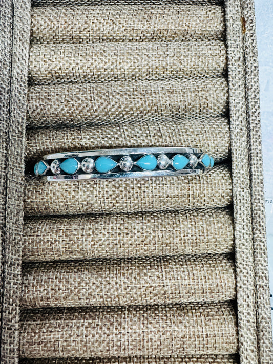 Turquoise Teardrop Silver Cuff