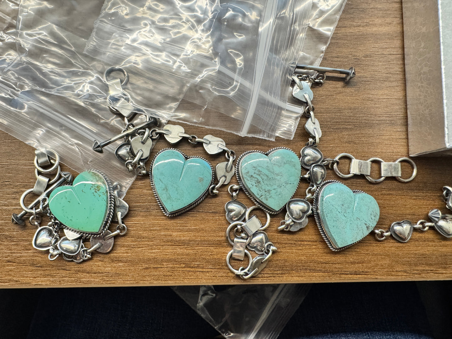 Lyle Cadman Turquoise Heart Chain link bracelet
