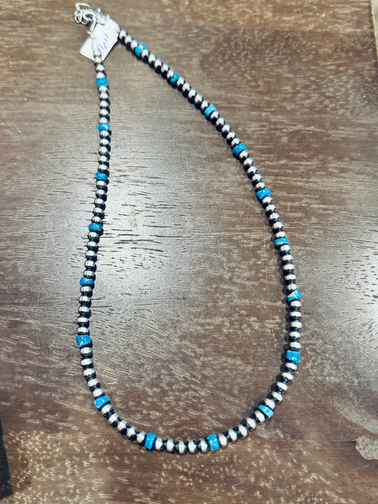 4mm + Turquoise 16” Necklace