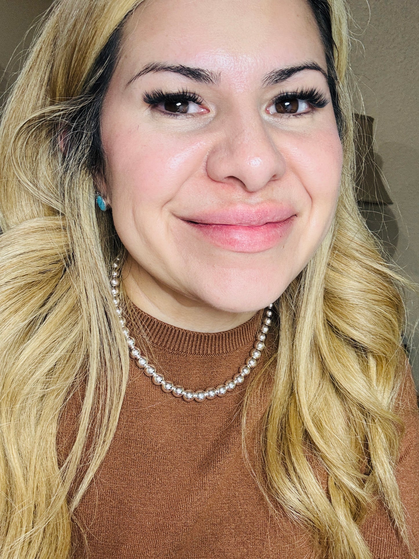 8mm 16" Sterling High Shine Navajo Style Pearls