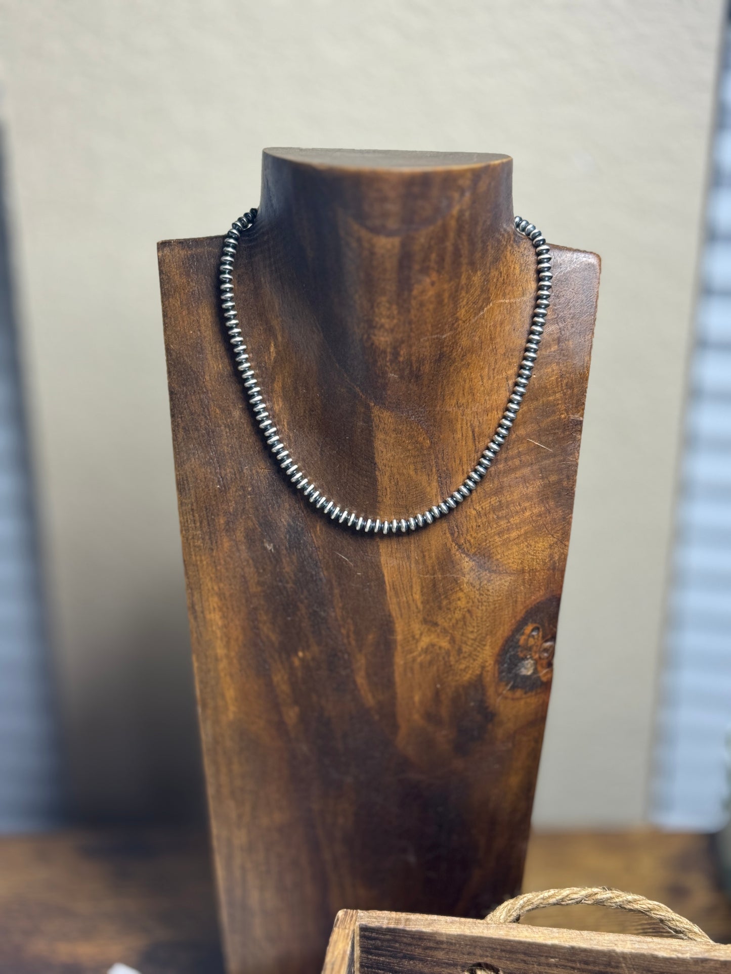 4.5mm Navajo Sterling Rondelle Pearl Necklace
