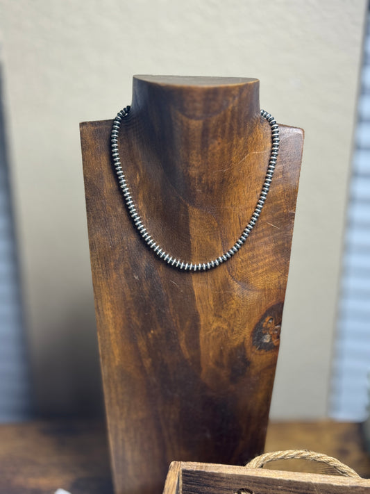 4.5mm Navajo Sterling Rondelle Pearl Necklace