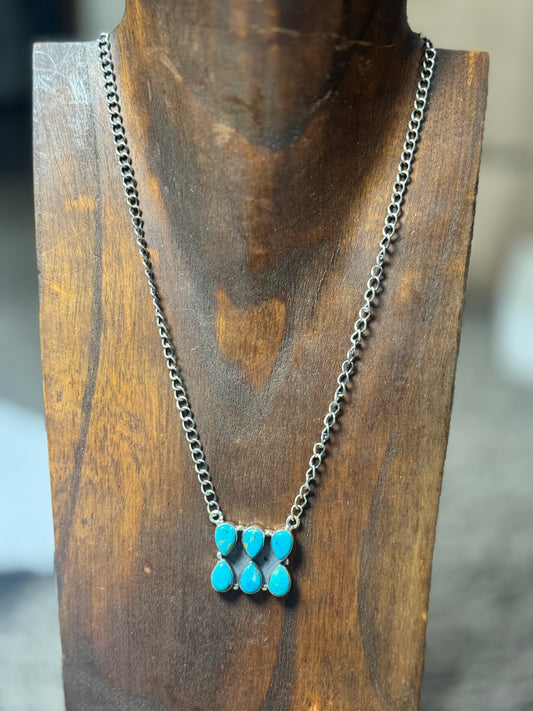 19” 6 stone Turquoise Bar Necklace