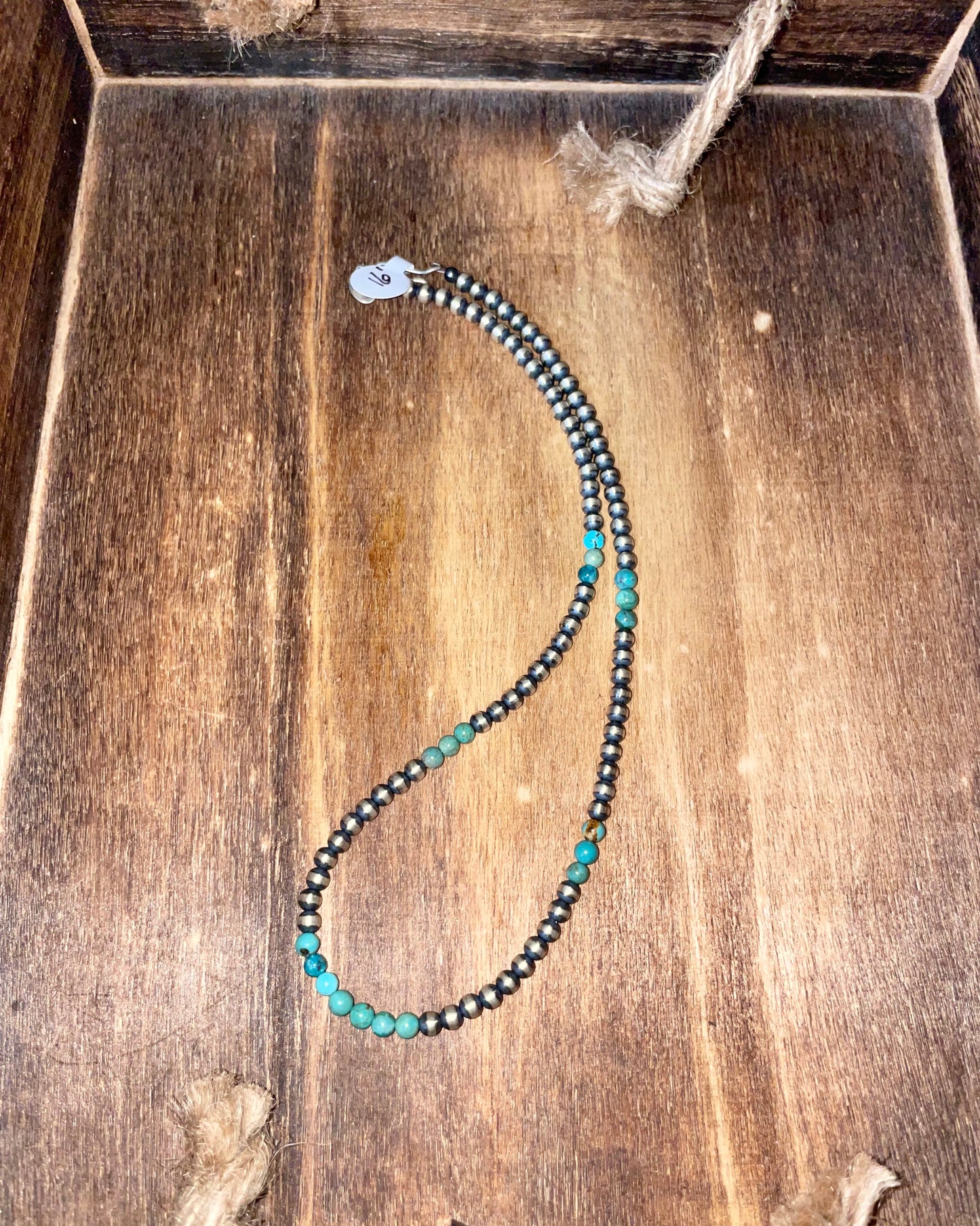 4mm 16” Turquoise with Navajo Pearls