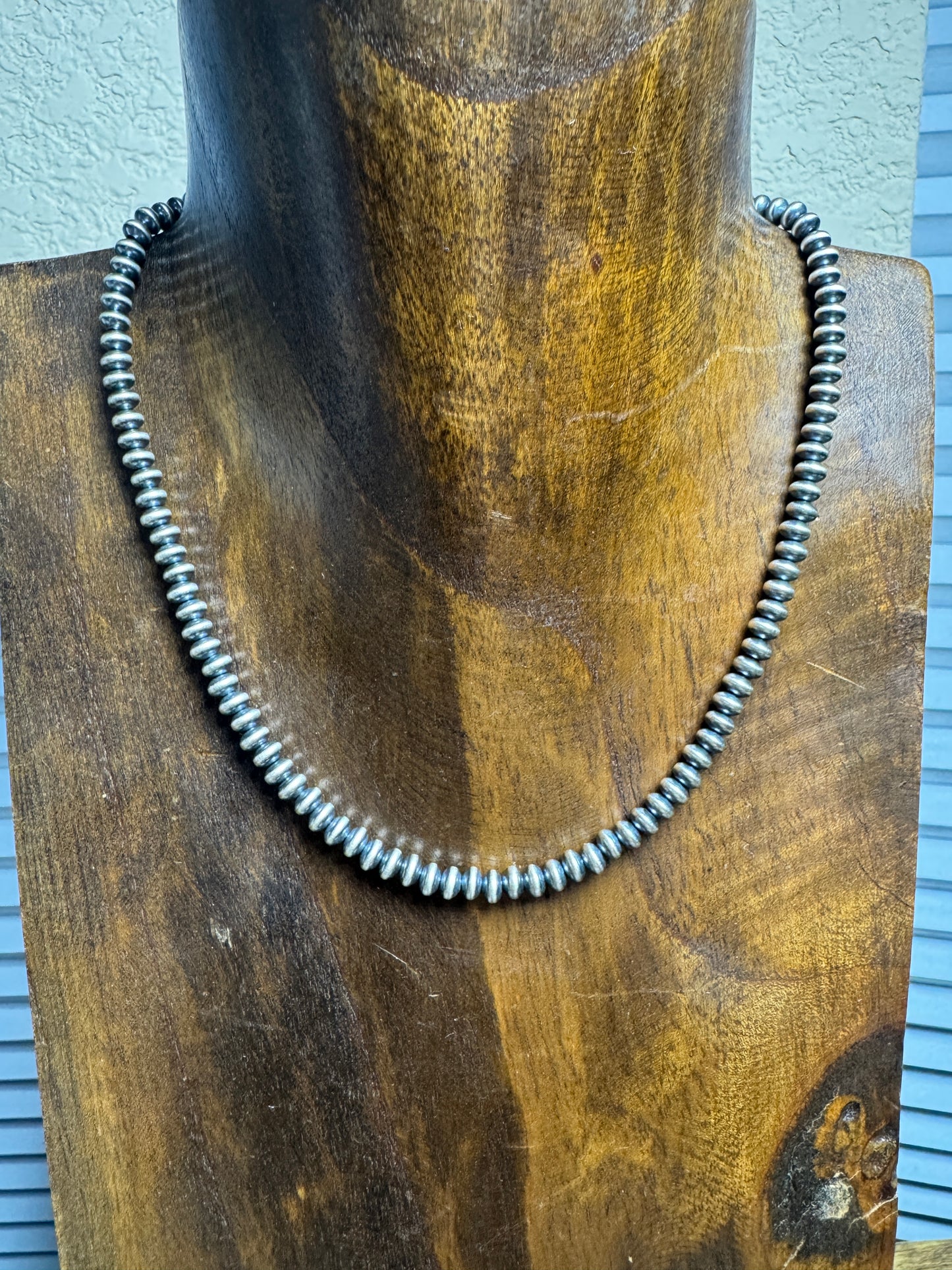 4.5mm Navajo Sterling Rondelle Pearl Necklace