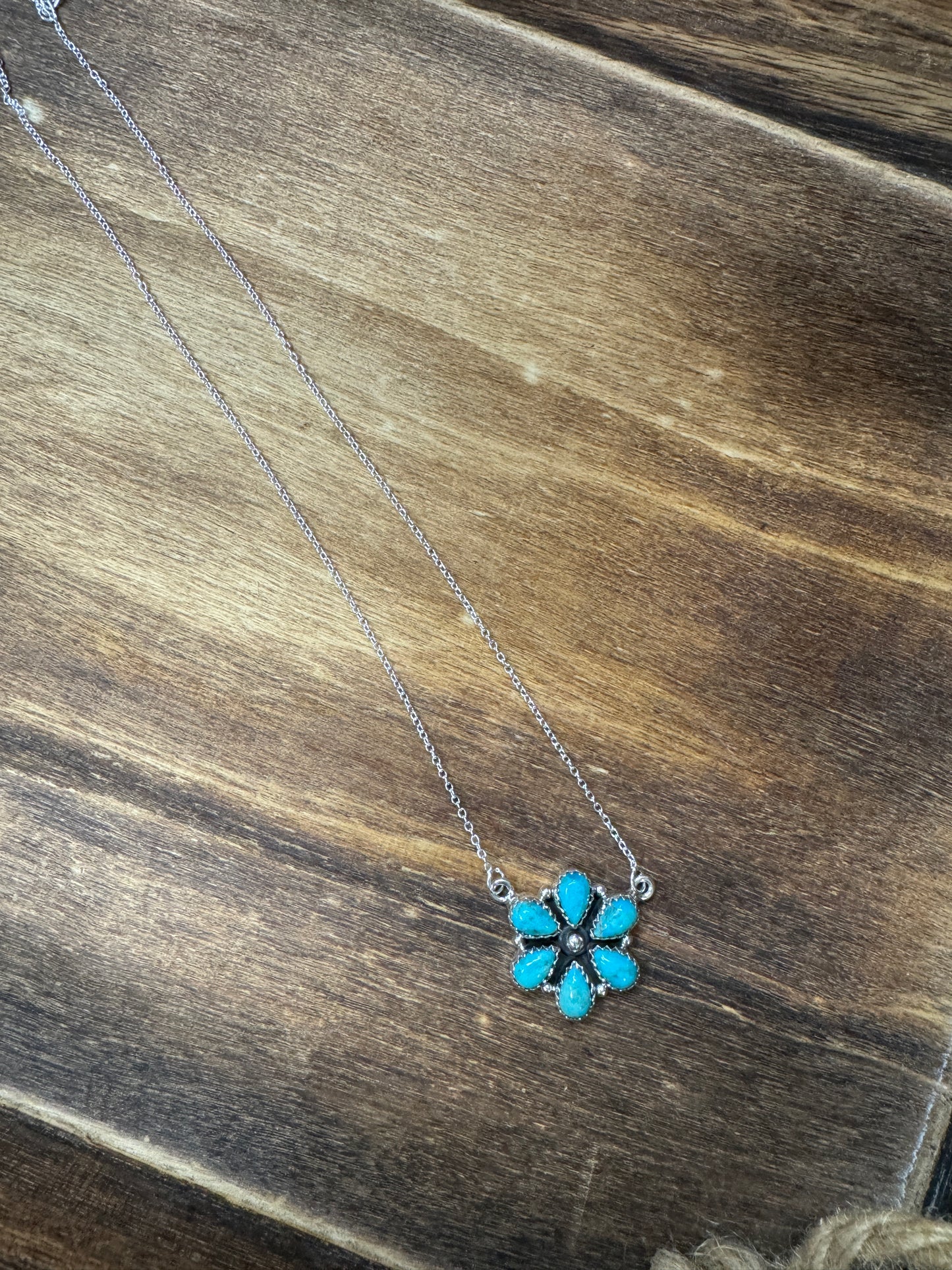 18” Kingman Turquoise cluster on silver chain