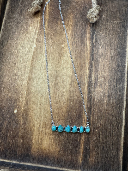 Turquoise Bar Necklace 18”