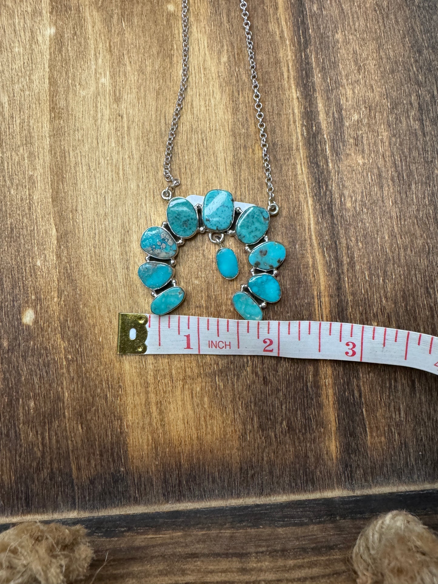 18” Turquoise Cluster naja on silver chain