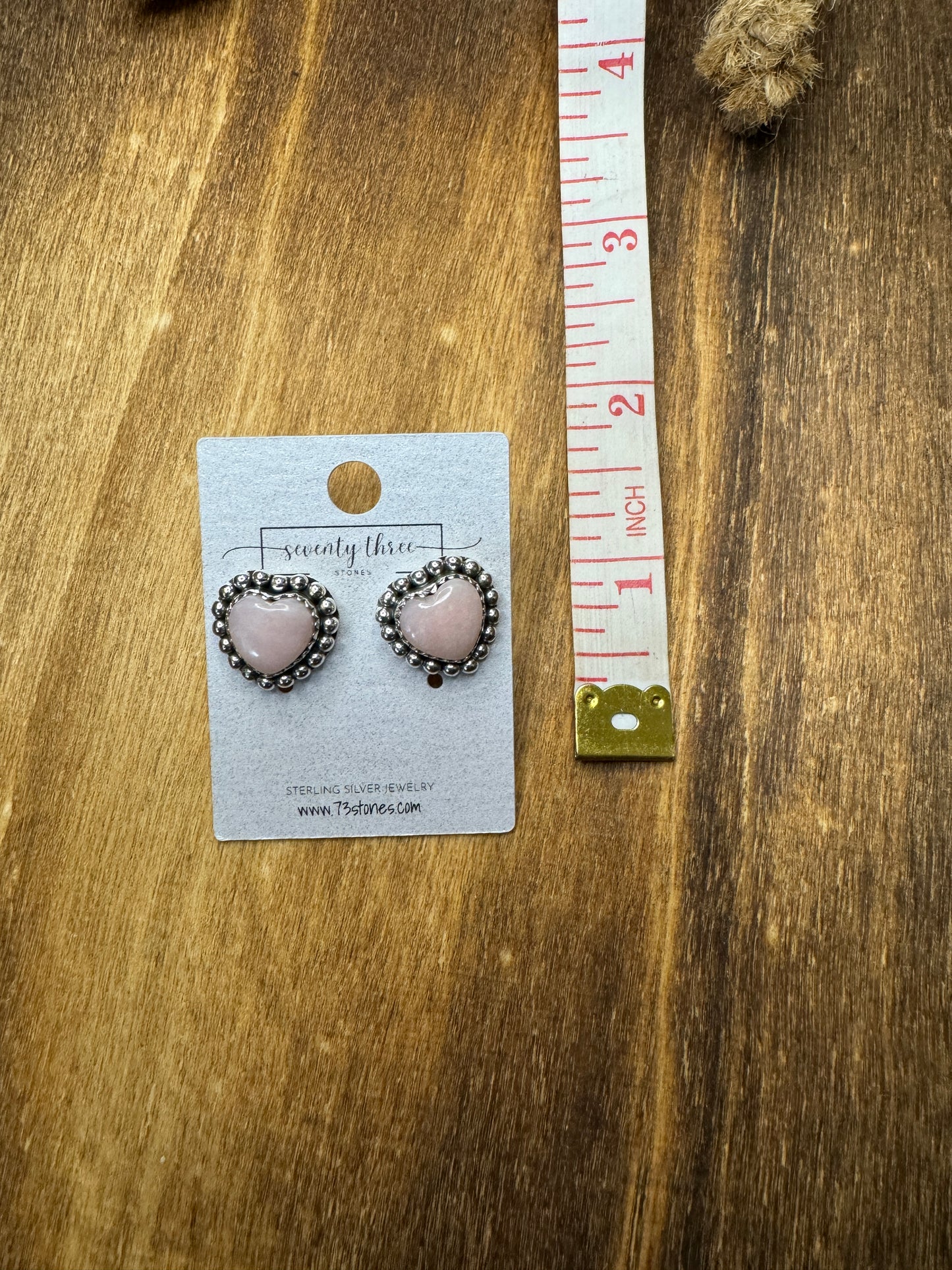Pink Conch heart studs