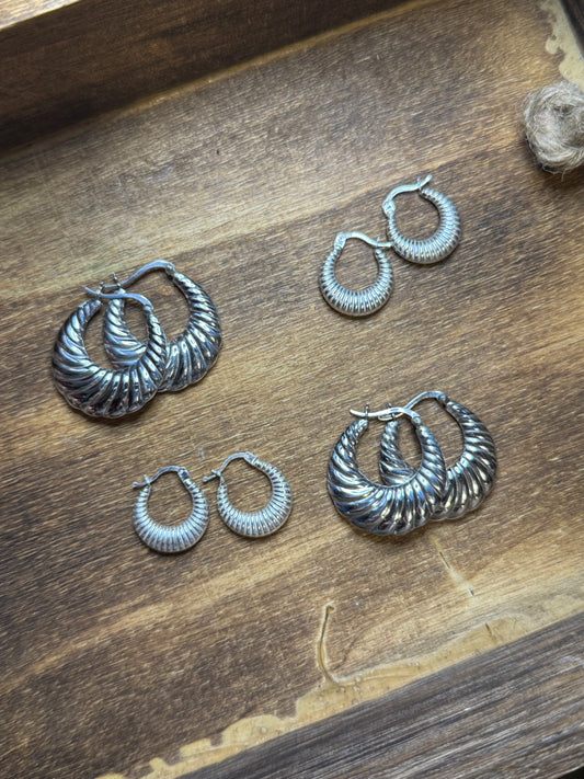 Small 3/4” shrimp earrings (sterling silver)