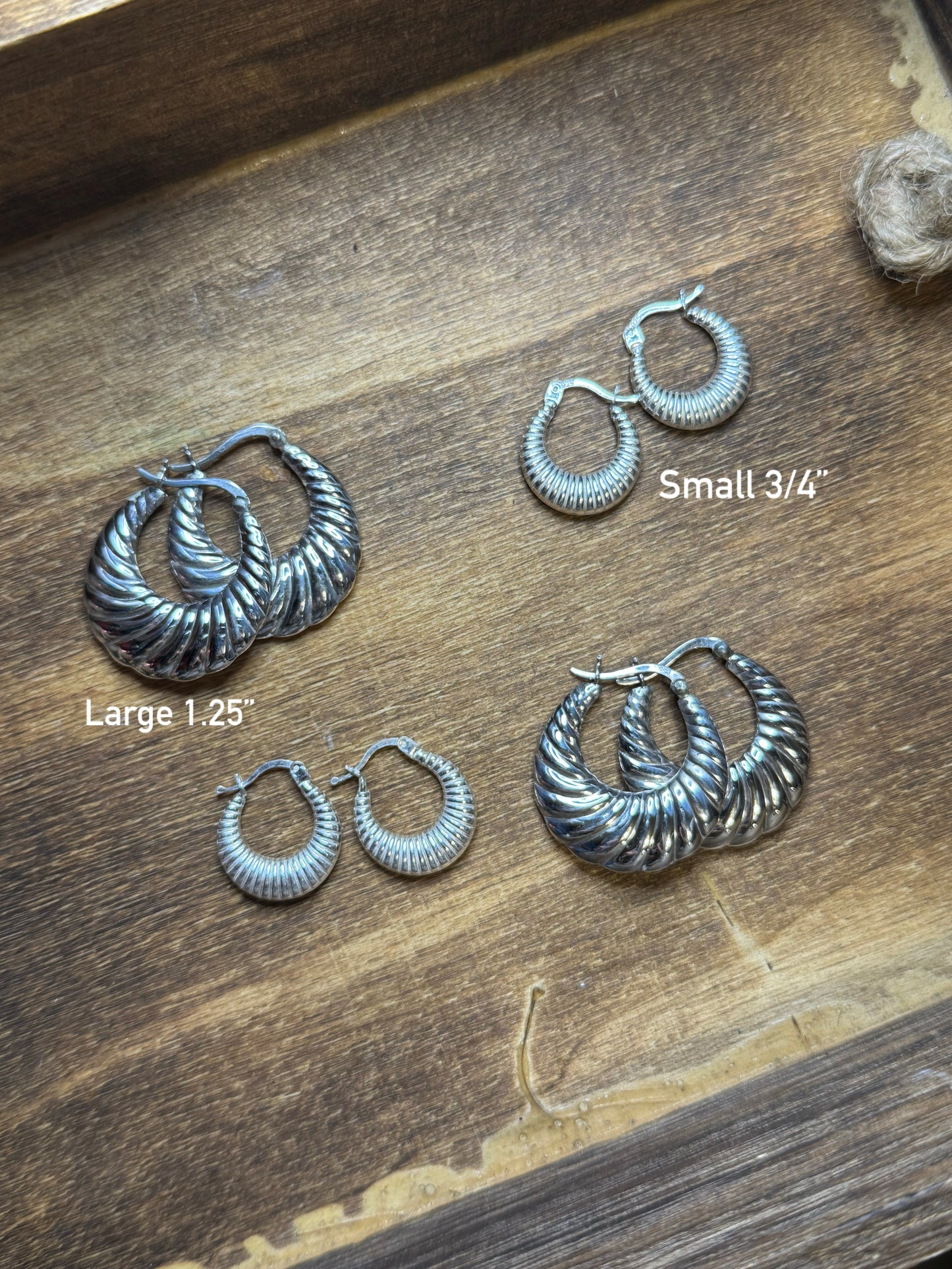 Small 3/4” shrimp earrings (sterling silver)