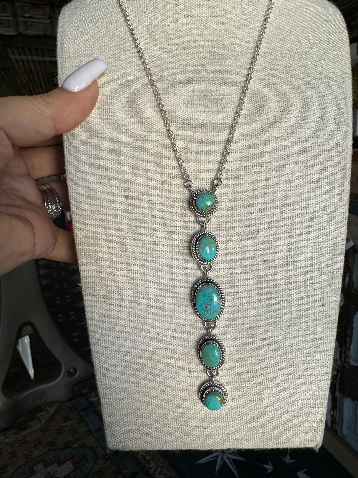 Kingman Turquoise Drop Lariat