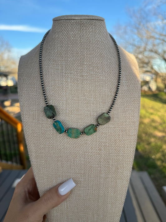 3mm 14” + ext necklace with Turquoise