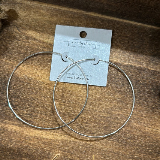 2.75" Sterling silver hoops with Navajo Pearls