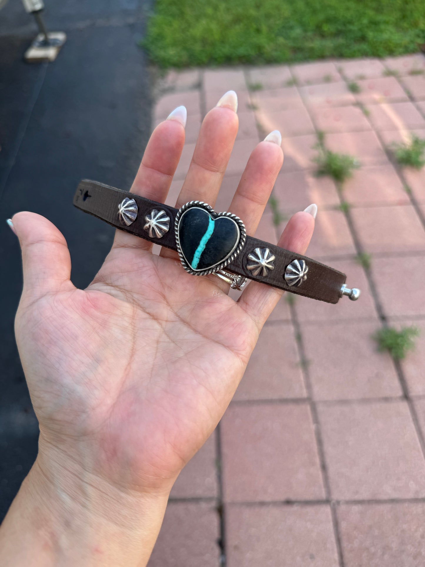 Blackjack Heart Leather Bracelet