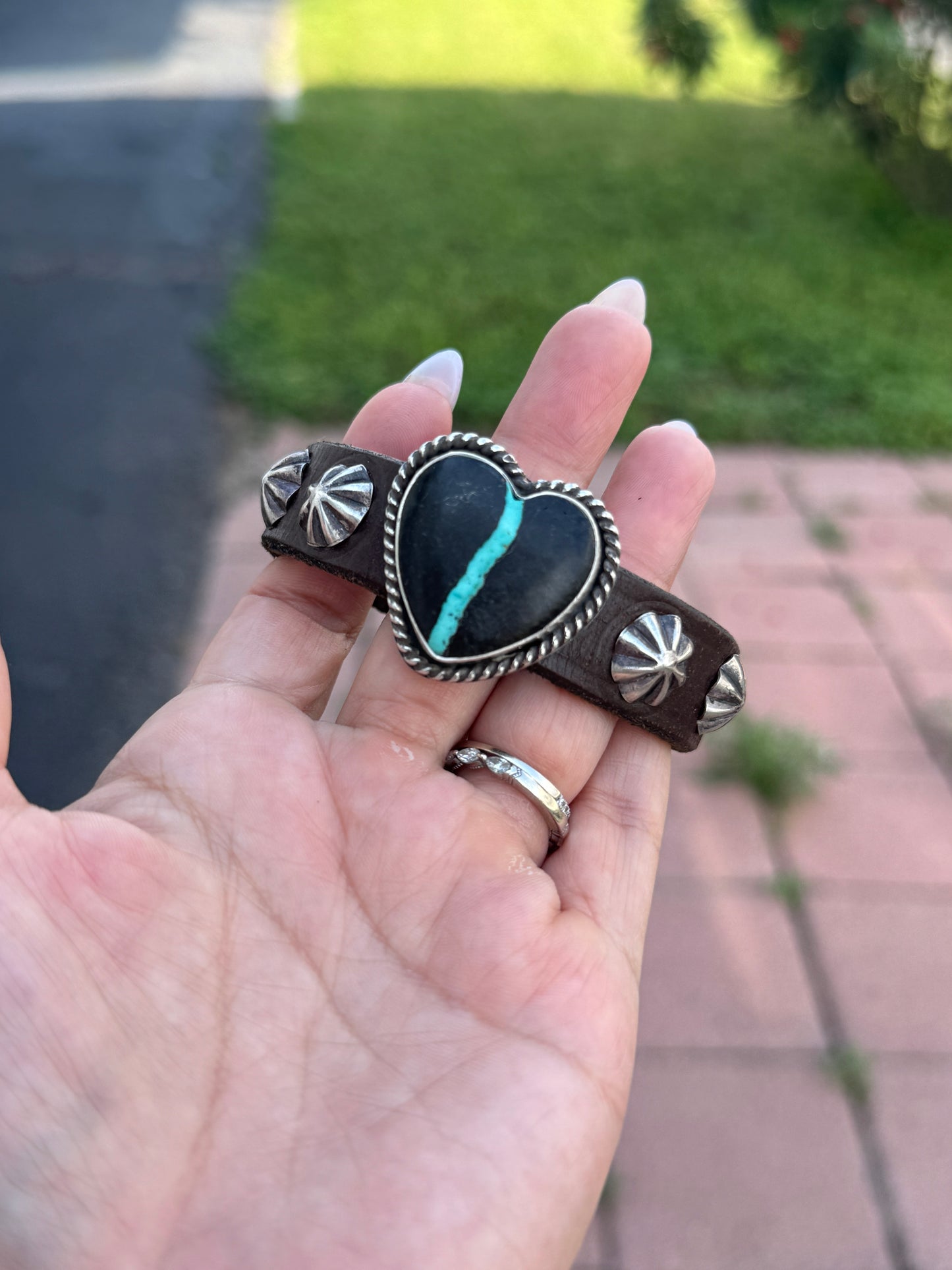 Blackjack Heart Leather Bracelet