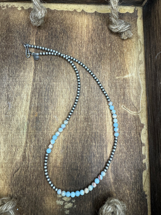 The Rita Navajo Pearl 3mm Jasper Turquoise 17” necklace