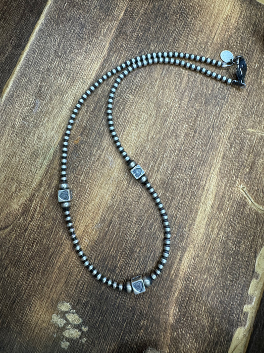 Heart Blocks Navajo Pearl 3mm 16”” necklace