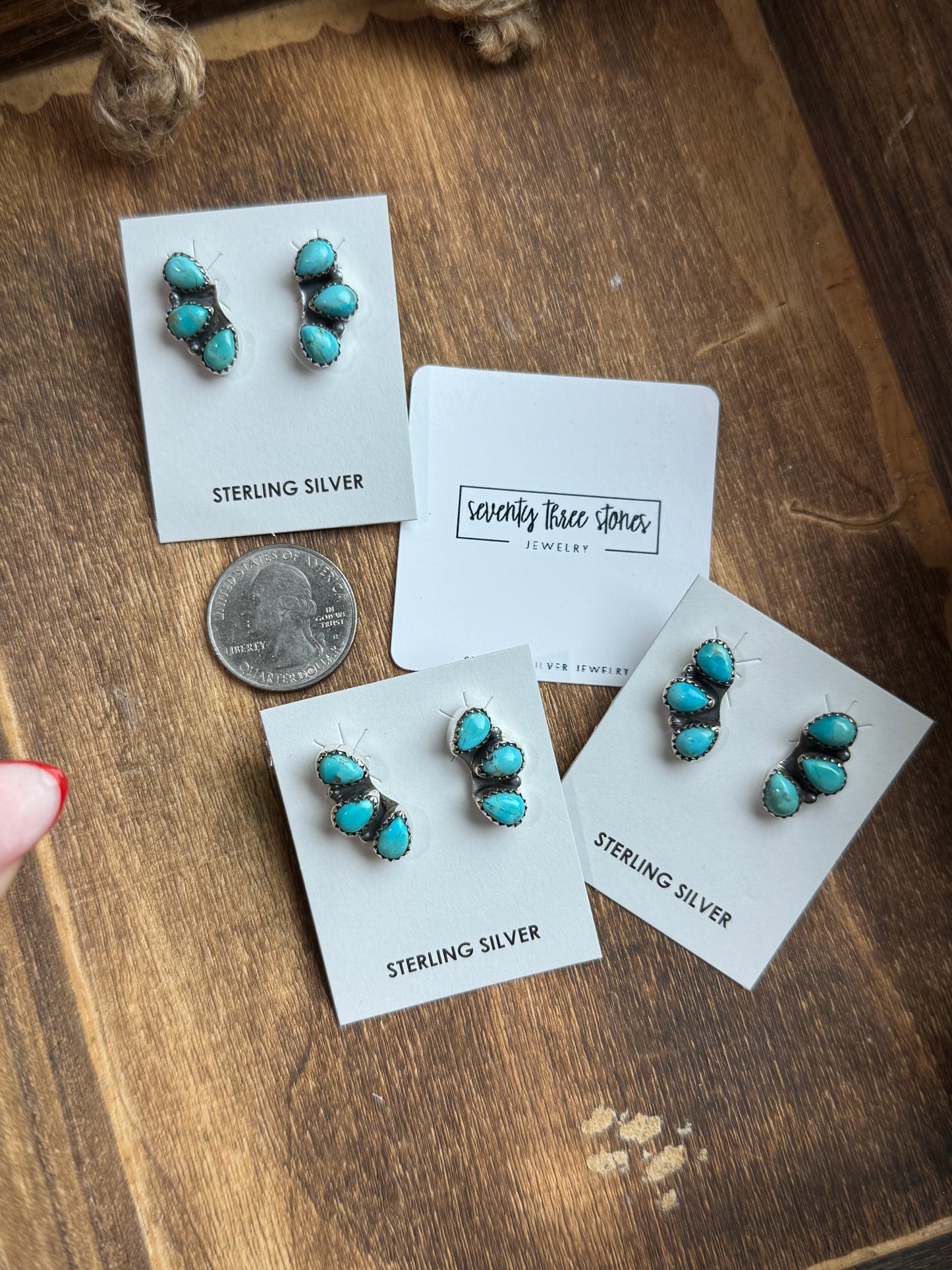 3stone Mini cluster Kingman Earrings