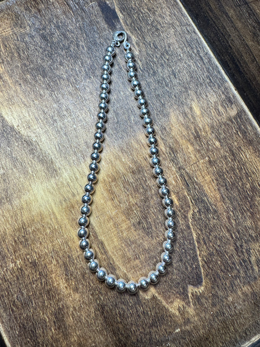 8mm 16" Sterling High Shine Navajo Style Pearls