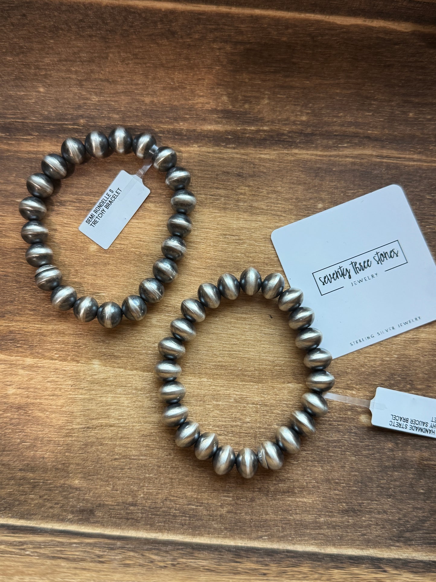 Sterling Navajo Pearl Handmade Stretch Bracelet A
