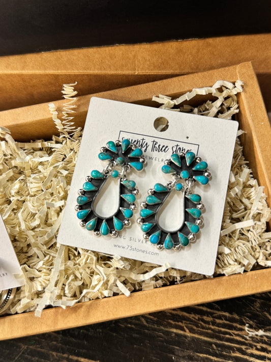 Turquoise DROP CLUSTER POST EARRINGS