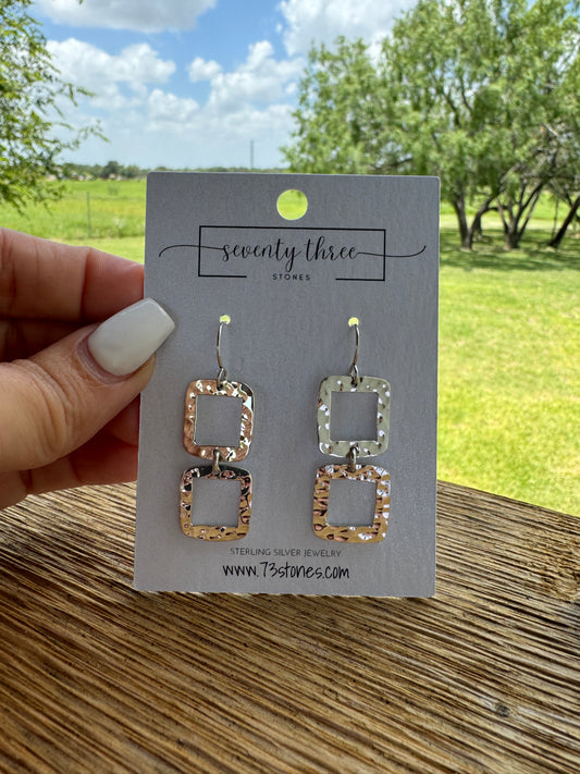 Double Square Drop Earrings