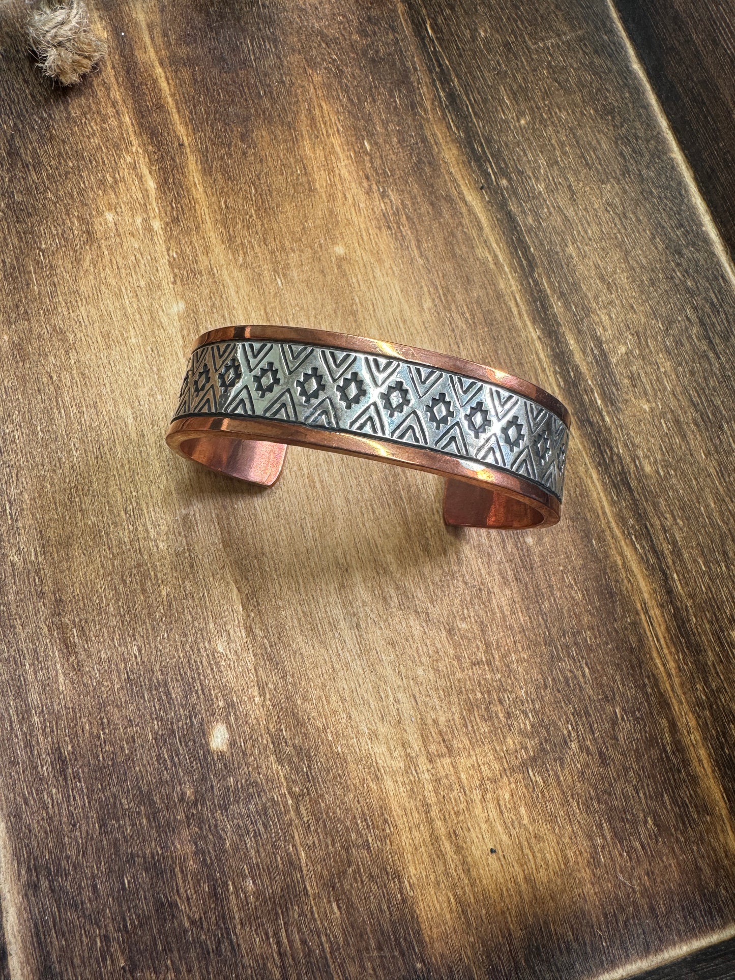 Large Copper and sterling Cuff