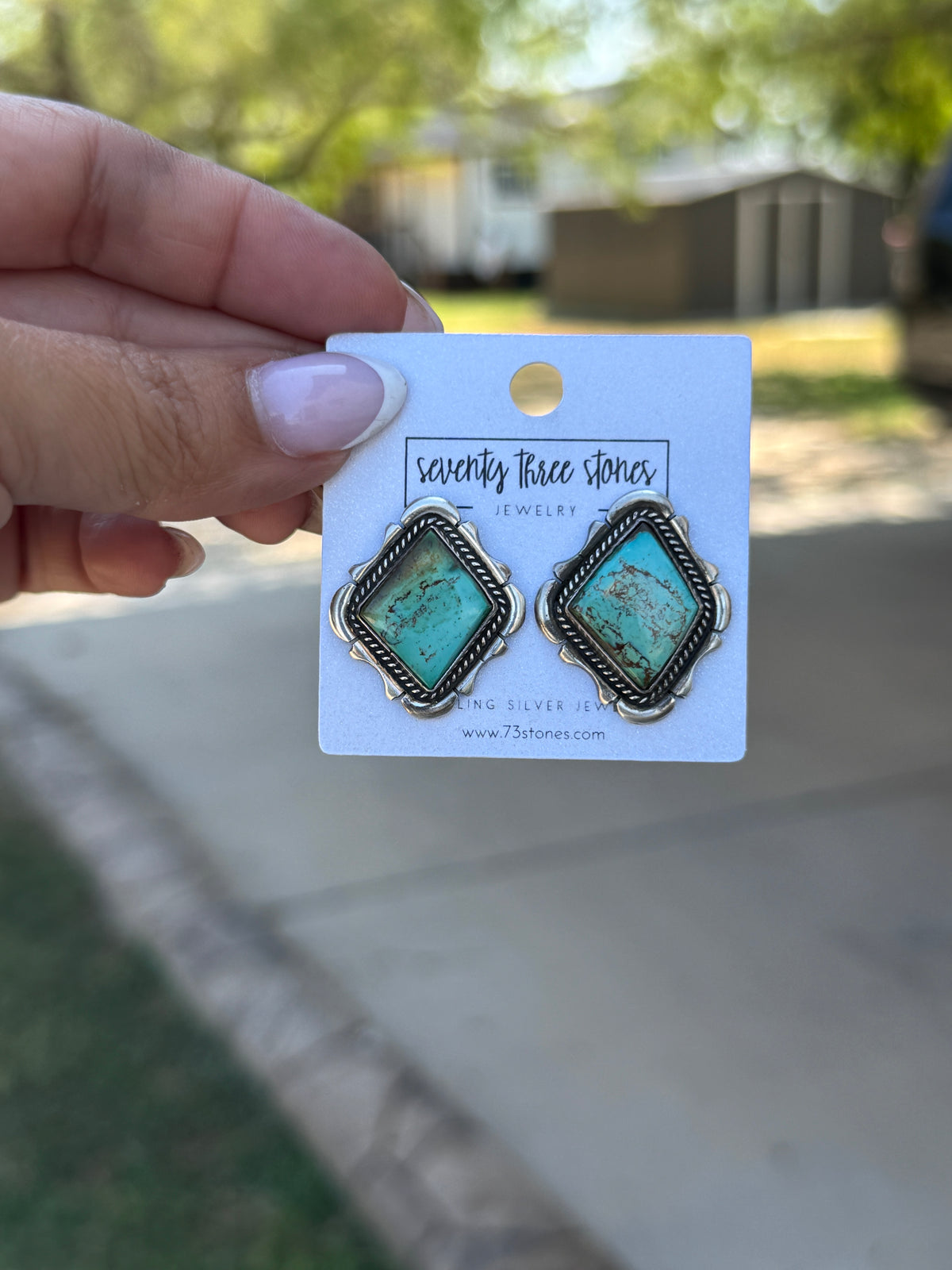 Turquoise Vintage diamond shape post earrings