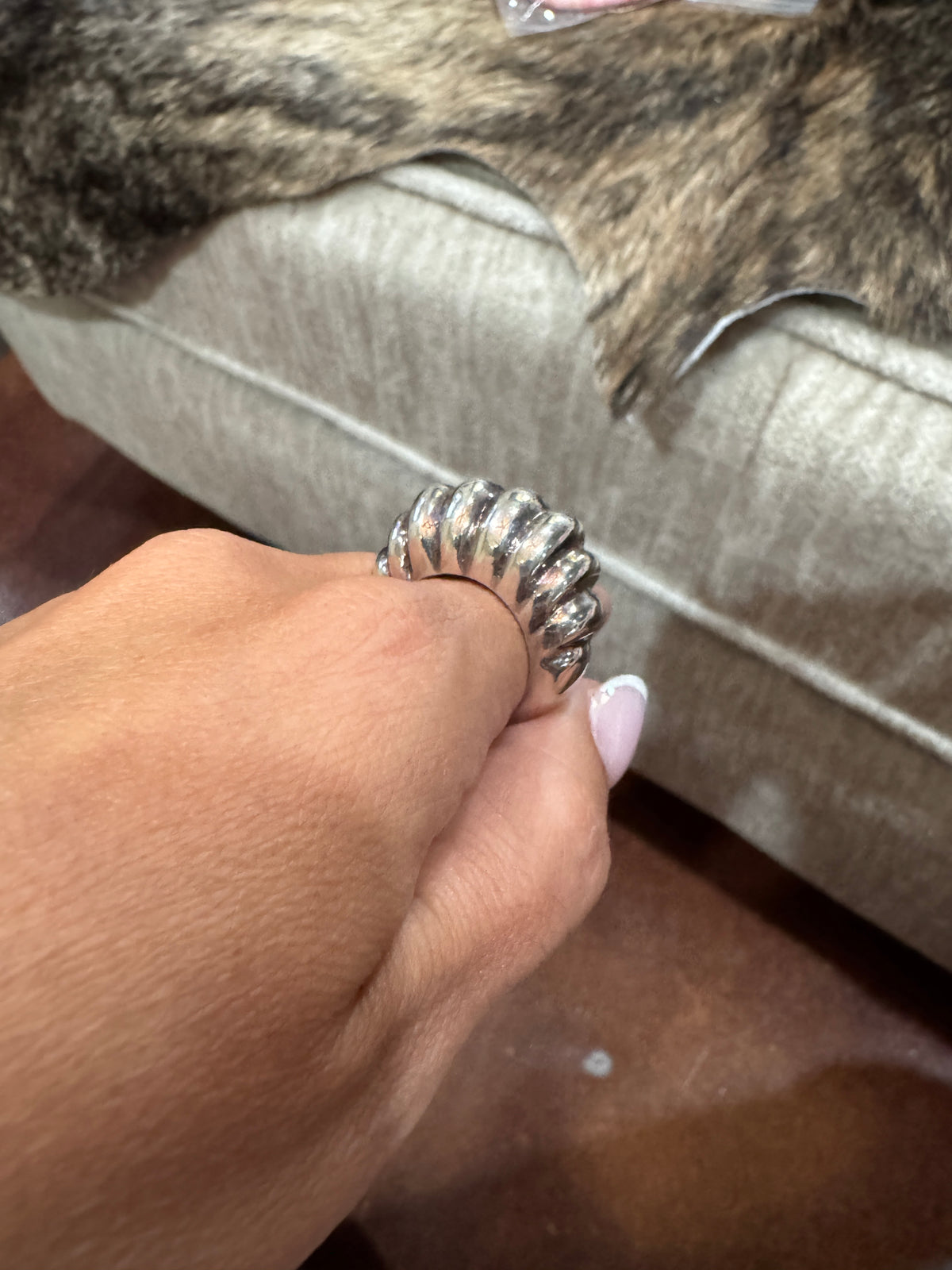 Sterling Silver Vintage Puffy RIng 6.5