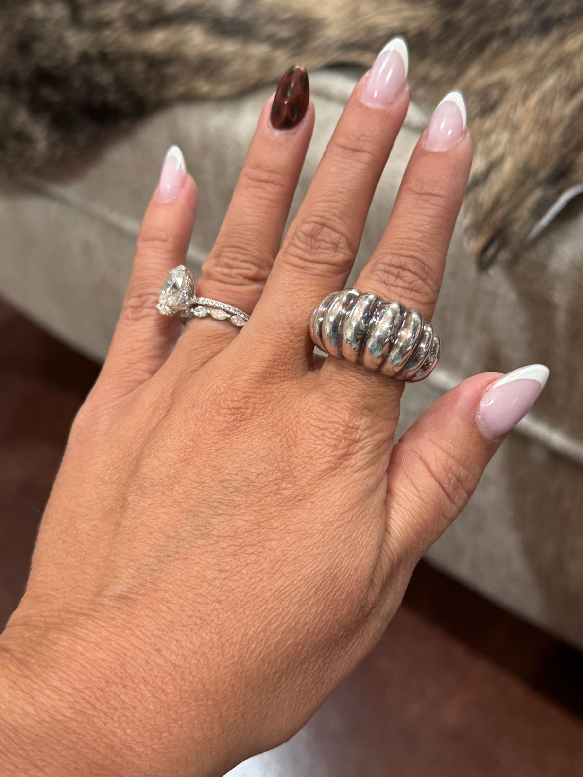Sterling Silver Vintage Puffy RIng 6.5