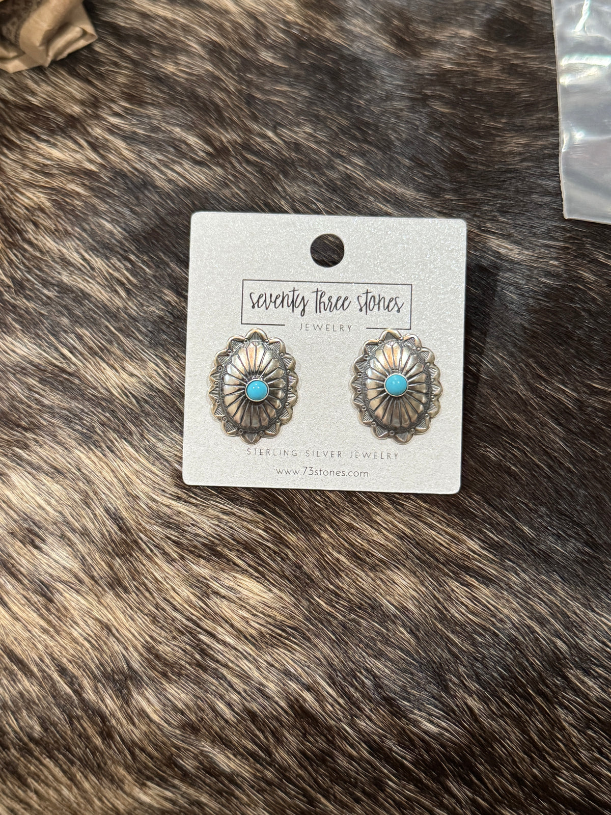 Kingman Turquoise Oval Stamped 3/4"