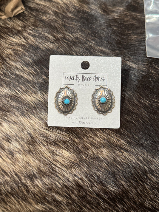 Kingman Turquoise Oval Stamped 3/4"